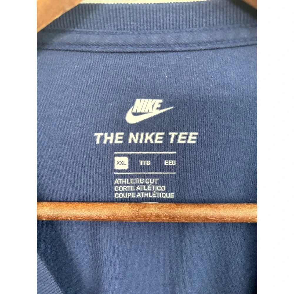 Nike Mens XXL‎ T Shirt Just Do It Long Sleeve Navy Blue Graphic Front & Back